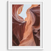 A fine art unframed or framed Arizona desert print of Antelope Canyon showcasing the unique textures and colors of this stunning location.