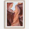 A fine art unframed or framed Arizona desert print of Antelope Canyon showcasing the unique textures and colors of this stunning location.