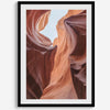 A fine art unframed or framed Arizona desert print of Antelope Canyon showcasing the unique textures and colors of this stunning location.