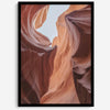 A fine art unframed or framed Arizona desert print of Antelope Canyon showcasing the unique textures and colors of this stunning location.