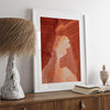 A fine art Arizona Desert print showcasing Antelope Canyon in Arizona. The three layers of rocks in varying colors and creamy textures create a stunning minimalist desert landscape, with vibrant reds and oranges adding warmth to any space.