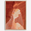 A fine art Arizona Desert print showcasing Antelope Canyon in Arizona. The three layers of rocks in varying colors and creamy textures create a stunning minimalist desert landscape, with vibrant reds and oranges adding warmth to any space.