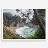 This fine art coastal ocean print features a breathtaking view of Mcway Falls in Big Sur, California, falling to the beach and into the ocean. This fine art photography print captures the beauty and wilderness of nature.