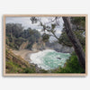 This fine art coastal ocean print features a breathtaking view of Mcway Falls in Big Sur, California, falling to the beach and into the ocean. This fine art photography print captures the beauty and wilderness of nature.
