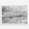 Black and white photo of people walking on Baker Beach in San Francisco – fine art coastal photography print.