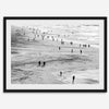Black and white photo of people walking on Baker Beach in San Francisco – fine art coastal photography print.