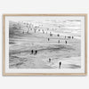 Black and white photo of people walking on Baker Beach in San Francisco – fine art coastal photography print.