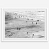 Black and white photo of people walking on Baker Beach in San Francisco – fine art coastal photography print.