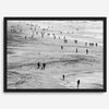 Black and white photo of people walking on Baker Beach in San Francisco – fine art coastal photography print.