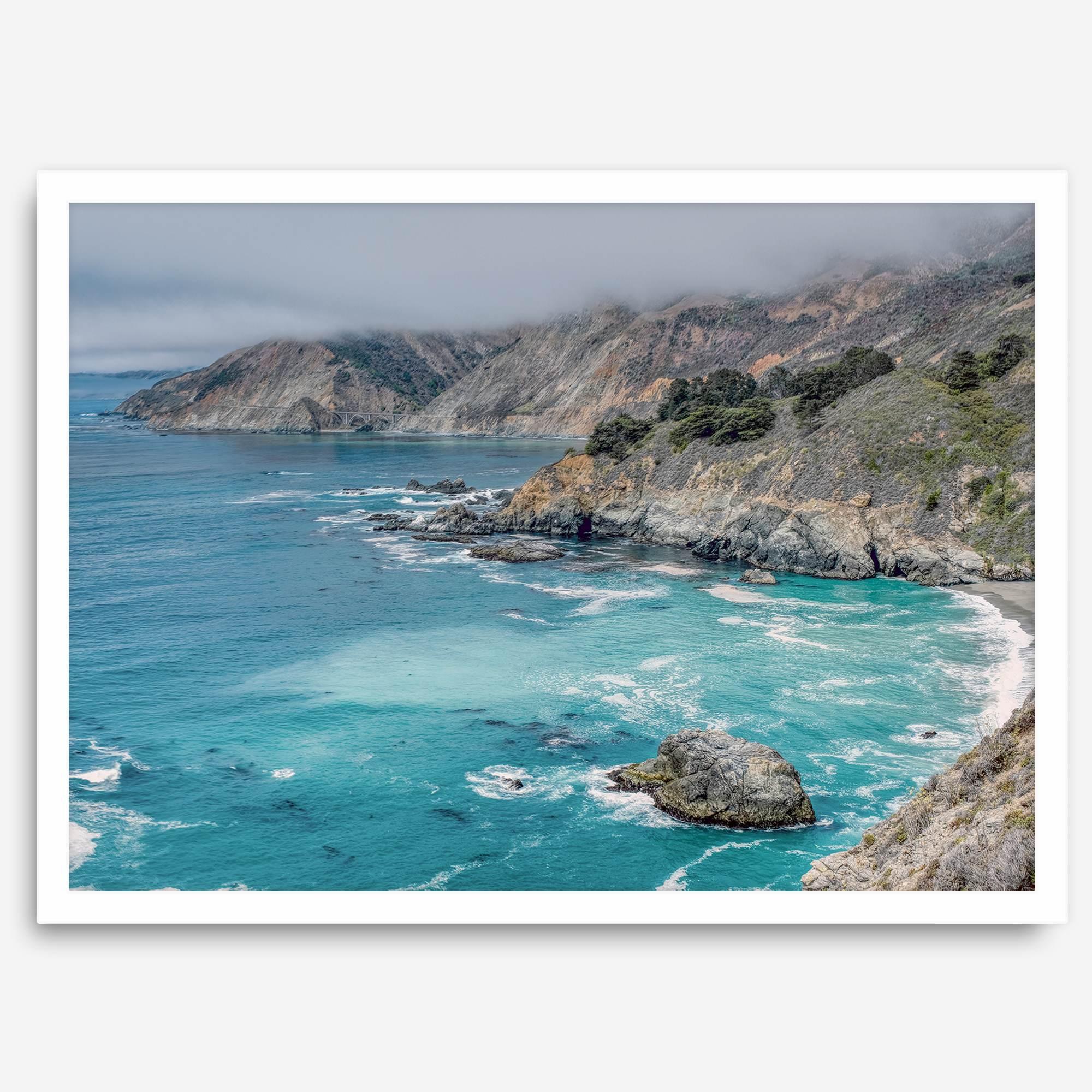 Big Sur Beach Fine Art Print - California Ocean Landscape Photography Blue Wall Art, Framed Large Beach Poster for Office or Home Decor
