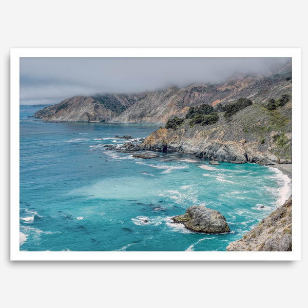 Big Sur Beach Fine Art Print - California Ocean Landscape Photography Blue Wall Art, Framed Large Beach Poster for Office or Home Decor