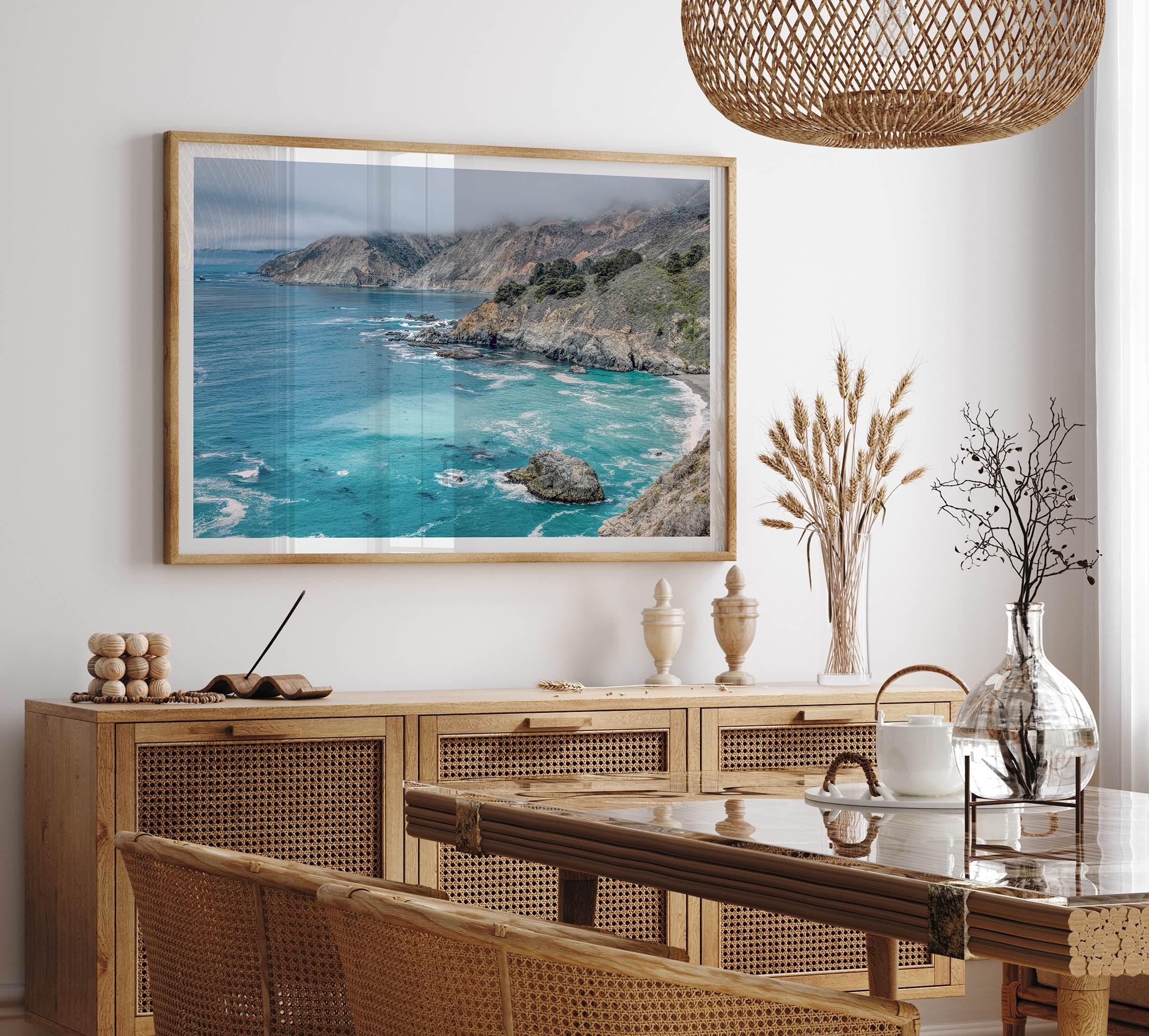 Big Sur Beach Fine Art Print - California Ocean Landscape Photography Blue Wall Art, Framed Large Beach Poster for Office or Home Decor