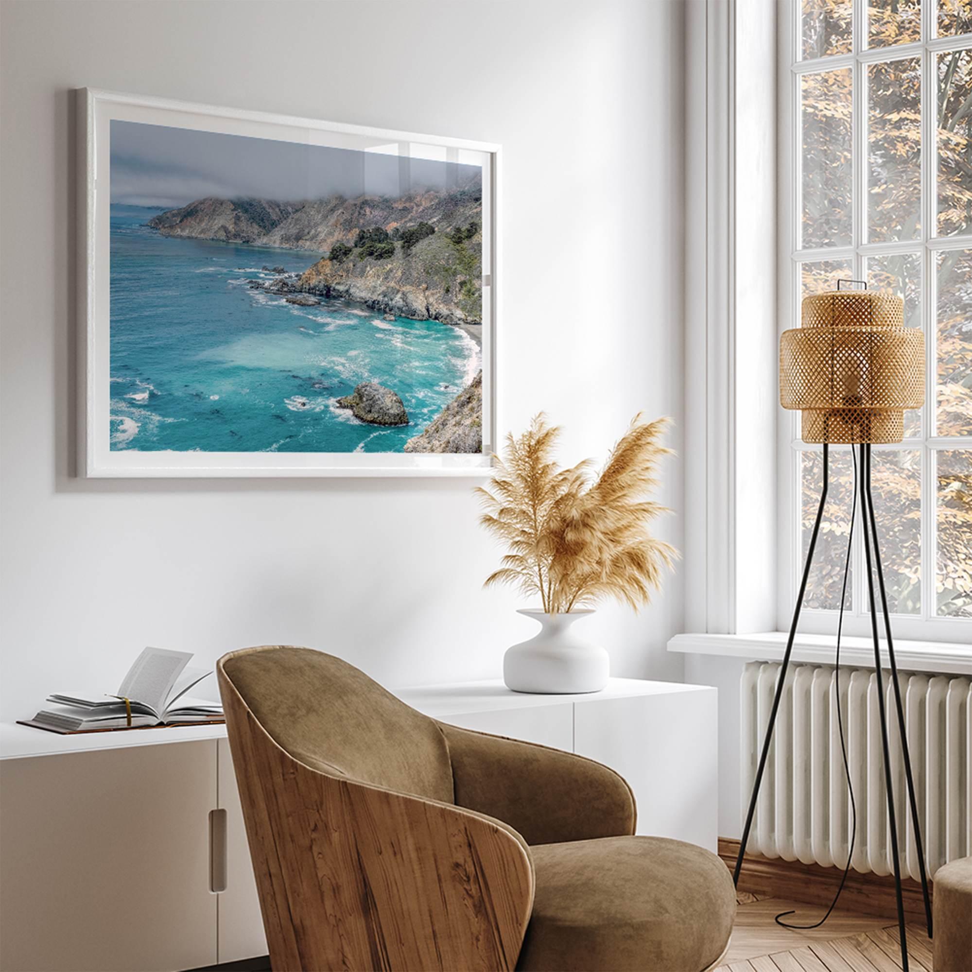 Big Sur Beach Fine Art Print - California Ocean Landscape Photography Blue Wall Art, Framed Large Beach Poster for Office or Home Decor