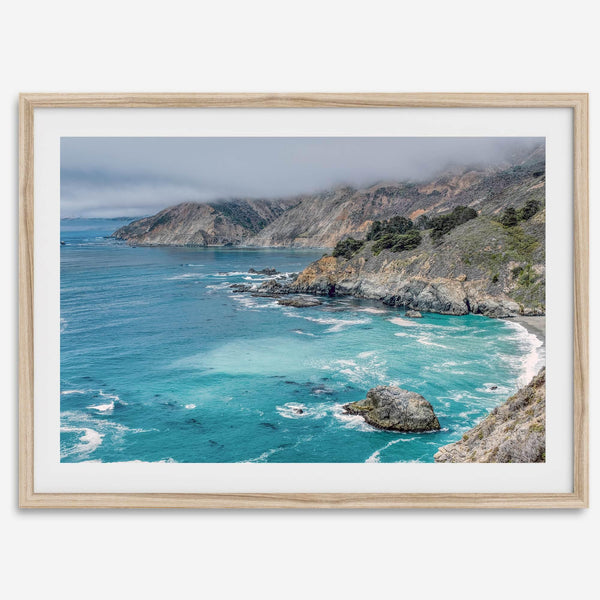 Big Sur Beach Fine Art Print - California Ocean Landscape Photography Blue Wall Art, Framed Large Beach Poster for Office or Home Decor