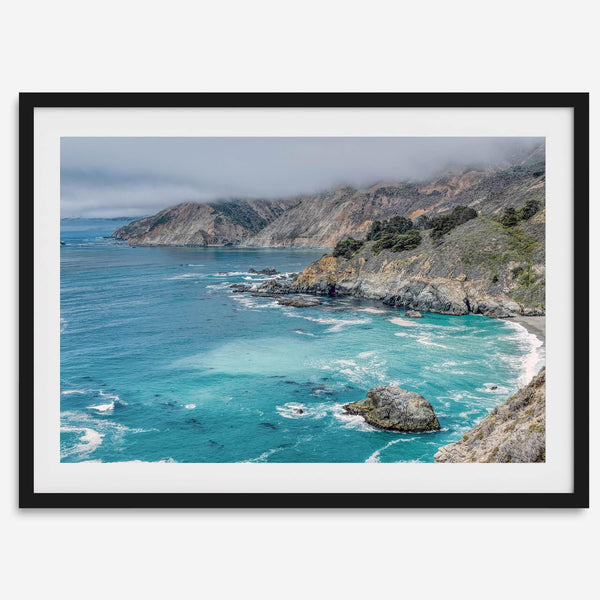 Big Sur Beach Fine Art Print - California Ocean Landscape Photography Blue Wall Art, Framed Large Beach Poster for Office or Home Decor