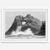 A fine art dramatic moody beach print featuring the stunning Farallon Islands near San Francisco with waves crashing against the rocks and hundreds of birds flying around.