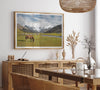 This stunning piece of mountain Horse wall art was taken in Peru and showcases beautiful snow-covered mountains and grassy meadows in Peru and a charming horse grazing relaxingly in the forefront of the picture.
