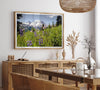 A framed or unframed fine art landscape photography print of Mount Rainier. This Washington wall art showcases a vast bed of flowers in the foreground with the backdrop of the snow-covered Mount Rainier. Perfect as a Mt Rainier National Park poster