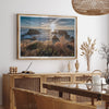 Sunset over rocky California coastline with golden grasses and ocean waves – fine art landscape photography print