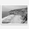 Black and white photo of Gray Whale Cove on the California Pacific Coast – fine art coastal landscape print
