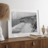 Black and white photo of Gray Whale Cove on the California Pacific Coast – fine art coastal landscape print