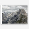 A fine art framed or unframed print showcasing the stunning half-dome mountain in Yosemite national park. The picture was shot an edited as an HDR photograph adding more depth to this beautiful mountain wall art.