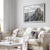 A fine art framed or unframed print showcasing the stunning half-dome mountain in Yosemite national park. The picture was shot an edited as an HDR photograph adding more depth to this beautiful mountain wall art.