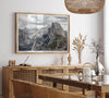 A fine art framed or unframed print showcasing the stunning half-dome mountain in Yosemite national park. The picture was shot an edited as an HDR photograph adding more depth to this beautiful mountain wall art.