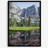 A stunning fine art print of Yosemite Falls with a reflection from Cook Meadows in Yosemite National Park.