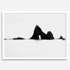 Black and white minimalist seascape print featuring a dramatic ocean arch along California’s Highway 1, perfect for modern coastal wall art.