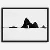 Black and white minimalist seascape print featuring a dramatic ocean arch along California’s Highway 1, perfect for modern coastal wall art.