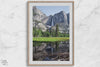 A stunning fine art print of Yosemite Falls with a reflection from Cook Meadows in Yosemite National Park.