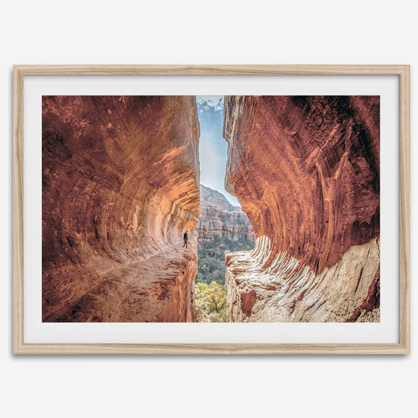 Sedona photography wall art featuring the stunning Subway Cave with glowing sandstone walls and a scenic desert valley.