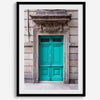 Colorful three piece wall art featuring bold architectural doors in red, teal, and yellow tones.