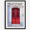 Colorful three piece wall art featuring bold architectural doors in red, teal, and yellow tones.