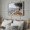 This stunning piece of art captures the beauty and drama of California's rugged coastline. This large framed or unframed ocean wall art showcases a large coastal tree overlooking the ocean near Monterey on Route 1.