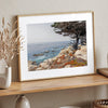 This stunning piece of art captures the beauty and drama of California's rugged coastline. This large framed or unframed ocean wall art showcases a large coastal tree overlooking the ocean near Monterey on Route 1.