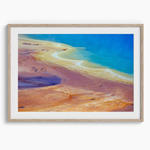 A mesmerizing abstract nature print of Grand Prismatic Hot Springs in Yellowstone National Park. This stunning close-up view transforms nature into colorful textures that will look just breathtaking on any home or office wall.