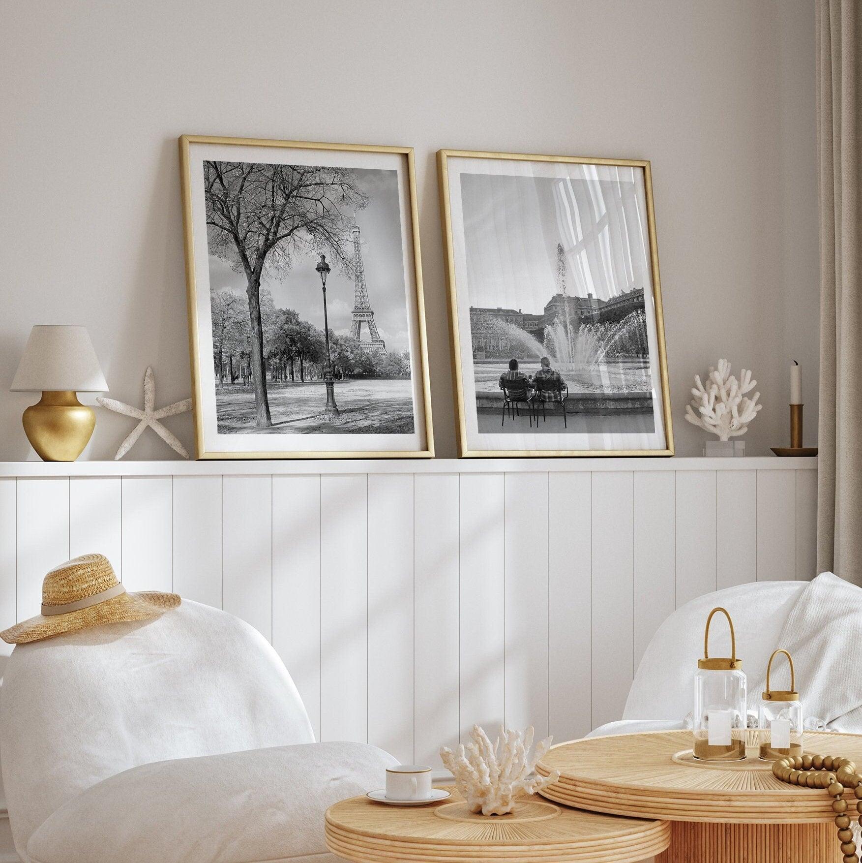 Fine Art Black and White Paris Life Set of 2 Prints - Paris Oversized Wall Art Set, People of Paris Framed or Unframed Photography Decor