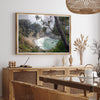 This fine art coastal ocean print features a breathtaking view of Mcway Falls in Big Sur, California, falling to the beach and into the ocean. This fine art photography print captures the beauty and wilderness of nature.