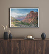 A fine art desert print from Zion National Park showcasing a stunning towering cliff and winding road.