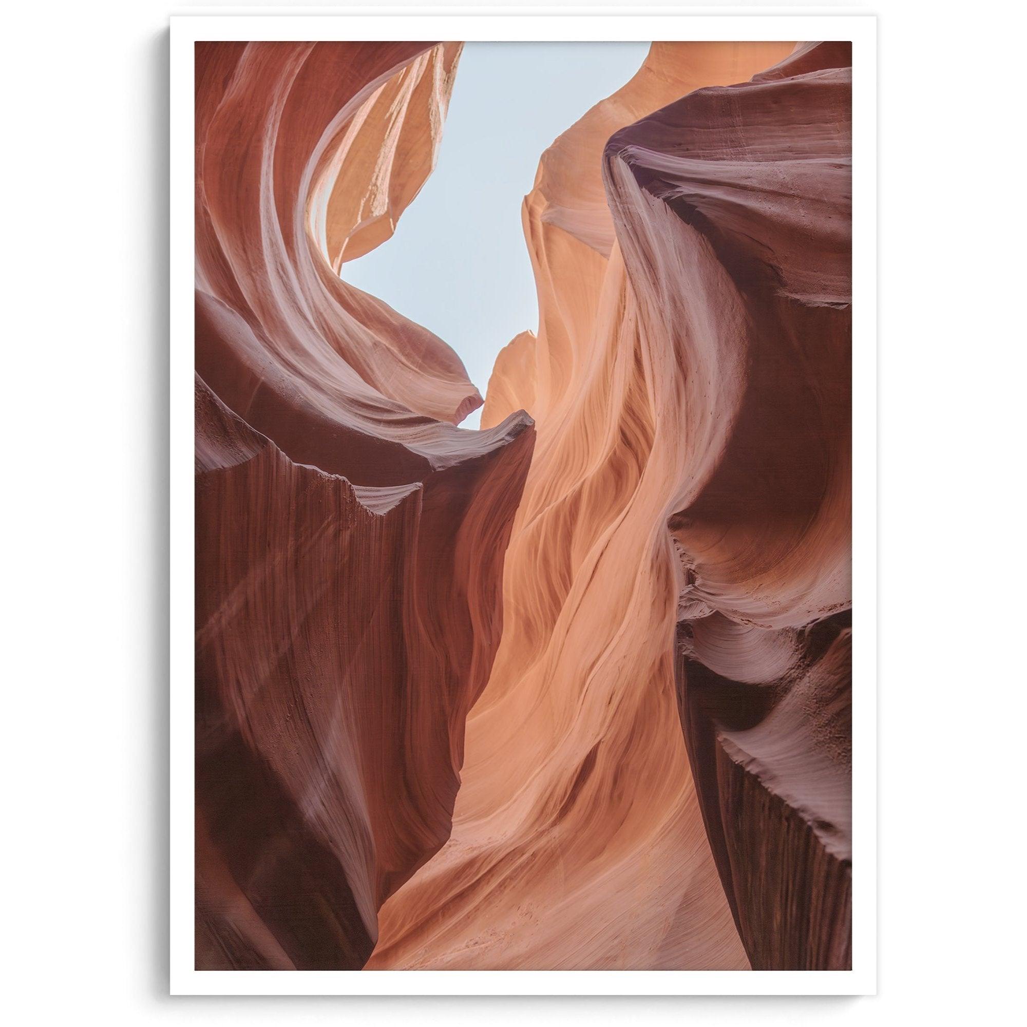 A fine art unframed or framed Arizona desert print of Antelope Canyon showcasing the unique textures and colors of this stunning location.