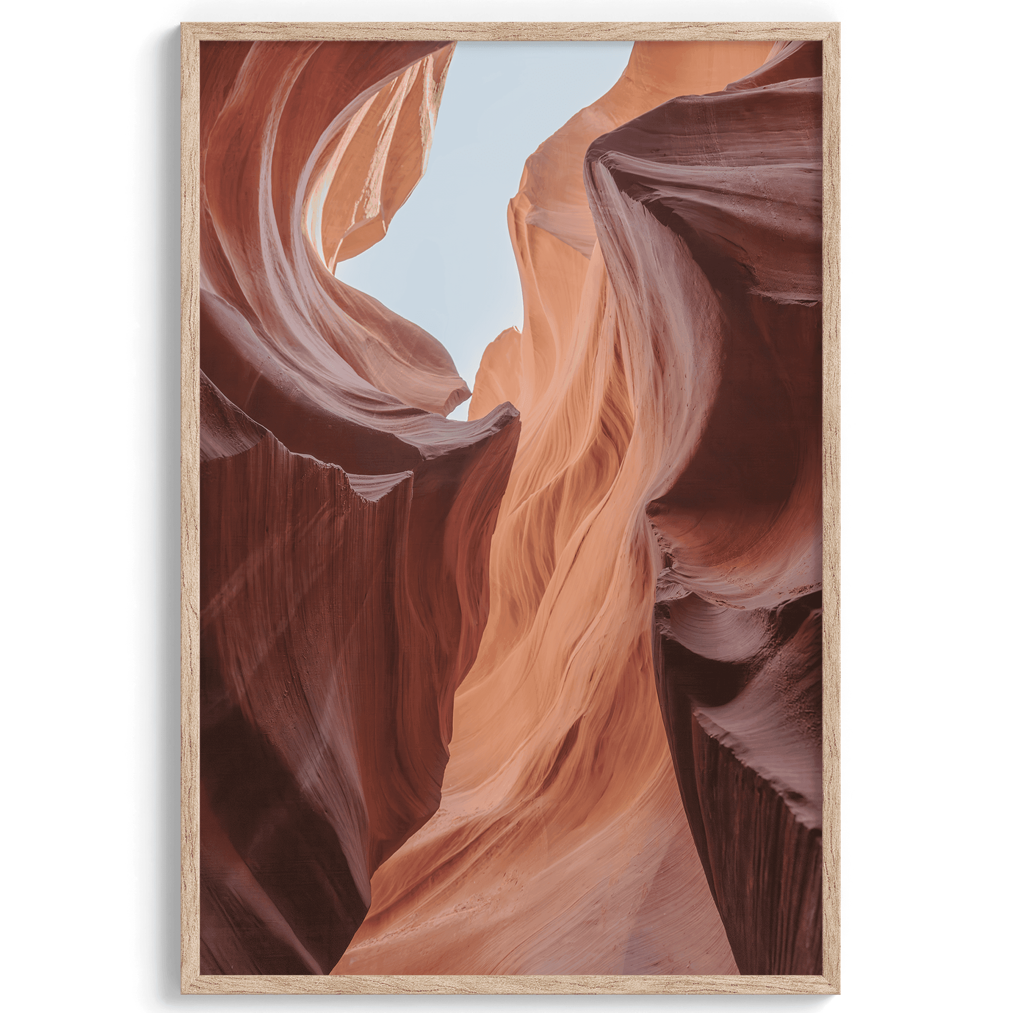 A fine art unframed or framed Arizona desert print of Antelope Canyon showcasing the unique textures and colors of this stunning location.