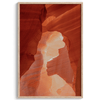 A fine art Arizona Desert print showcasing Antelope Canyon in Arizona. The three layers of rocks in varying colors and creamy textures create a stunning minimalist desert landscape, with vibrant reds and oranges adding warmth to any space.