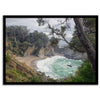 This fine art coastal ocean print features a breathtaking view of Mcway Falls in Big Sur, California, falling to the beach and into the ocean. This fine art photography print captures the beauty and wilderness of nature.