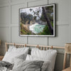 This fine art coastal ocean print features a breathtaking view of Mcway Falls in Big Sur, California, falling to the beach and into the ocean. This fine art photography print captures the beauty and wilderness of nature.