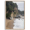 Unique coastal wall art of McWay Beach in Big Sur with a waterfall flowing onto the sandy beach.