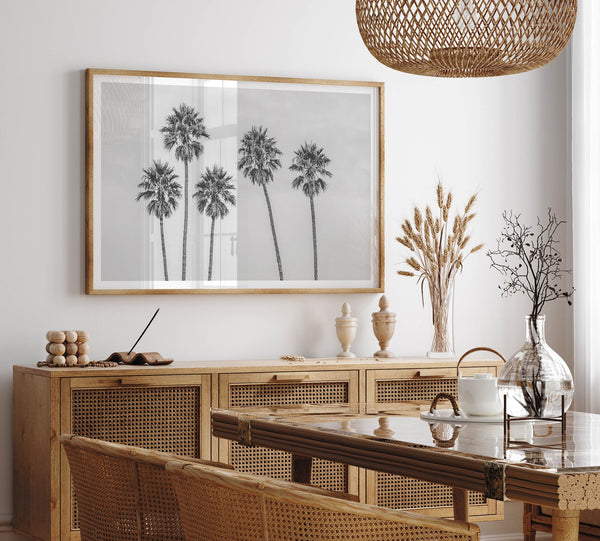 Black and White Palm Tree Fine Art Print - Minimalist Palm Trees Wall Art, Los Angeles Landscape Photography Art Print, Coastal Home Decor