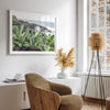 Cactus wall art of Kauai coast with ocean waves and tropical greenery.