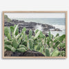 Cactus wall art of Kauai coast with ocean waves and tropical greenery.